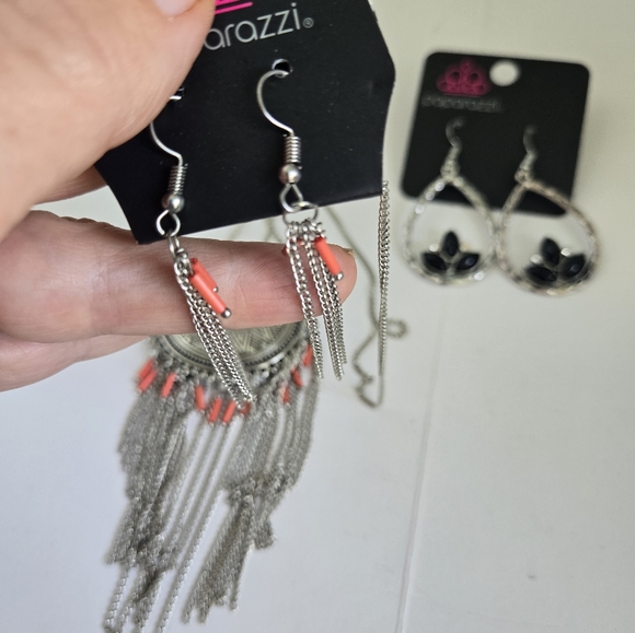 3 NEW Paparazzi jewelry long necklace earrings dangly silver tone festival - Picture 11 of 12